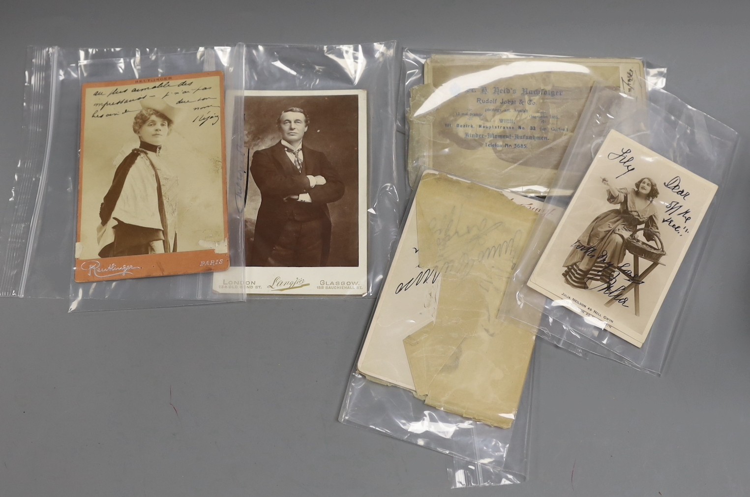 Enrico Caruso, Carte de Visite, signed. Others for Sir Charles Wyndham, Herbert Beerbohm Tree and Julia Nelson (2) and one unknown